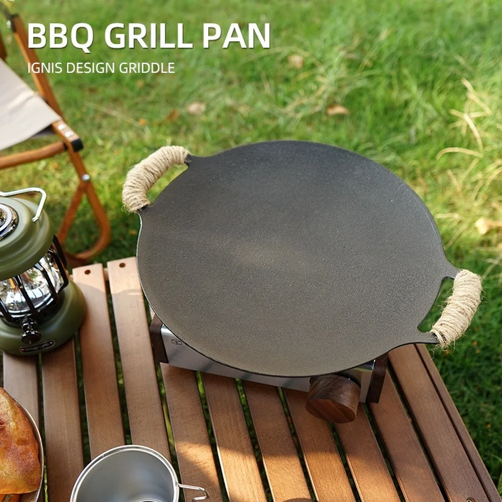 

Outdoor Camping Barbecue Pan Korean BBQ Dish Gas Induction Cooker Plate Frying Pan Grill Barbecue Supplies φ30cmx4mm