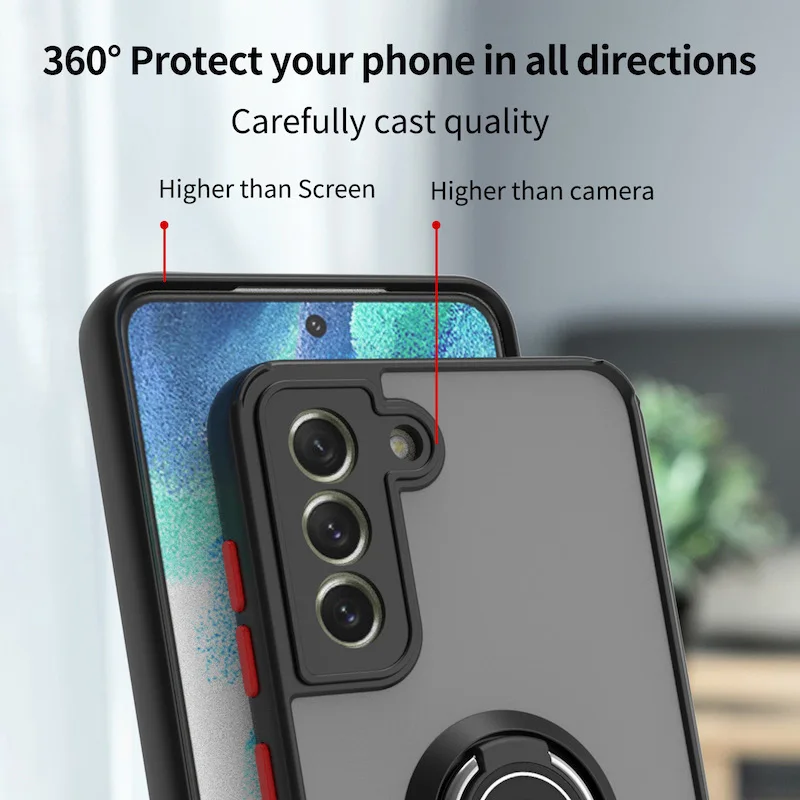 Magnetic Ring Matte Anti-Fall Phone Case with Bracket Cover