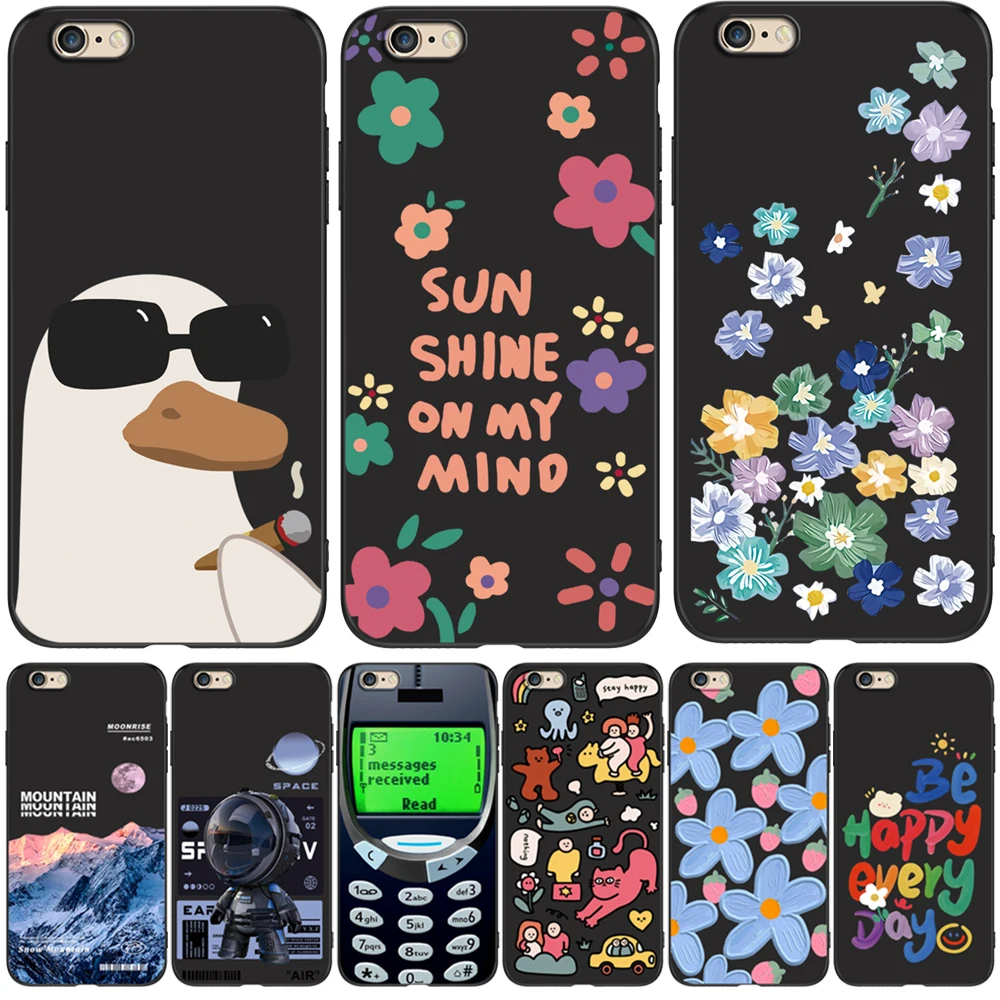 Per Iphone 5 S 5 S Se 2016 4.0 "Cover Per Telefono Su Apple Iphone 6 S 6 S Plus Funda Bumper Custodia In Tpu Nero Cute Lovely Pattern