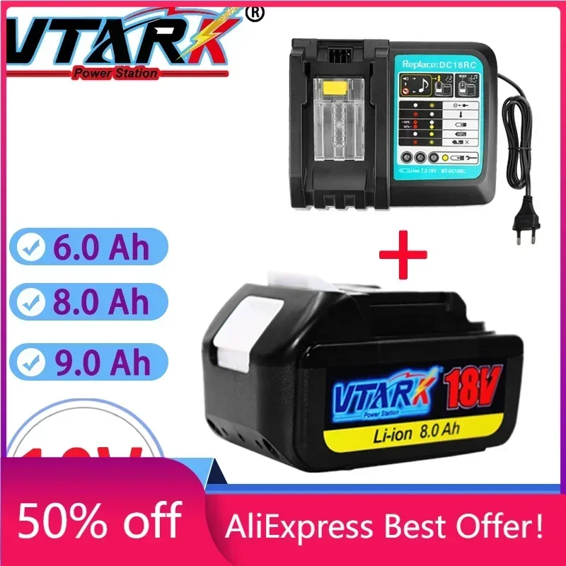 

WIth Charger BL1860 Rechargeable Battery 18 V6.8.9Ah Lithium Ion for Makita 18v Battery 6ah BL1840 BL1850 BL1830 BL1860B LXT400