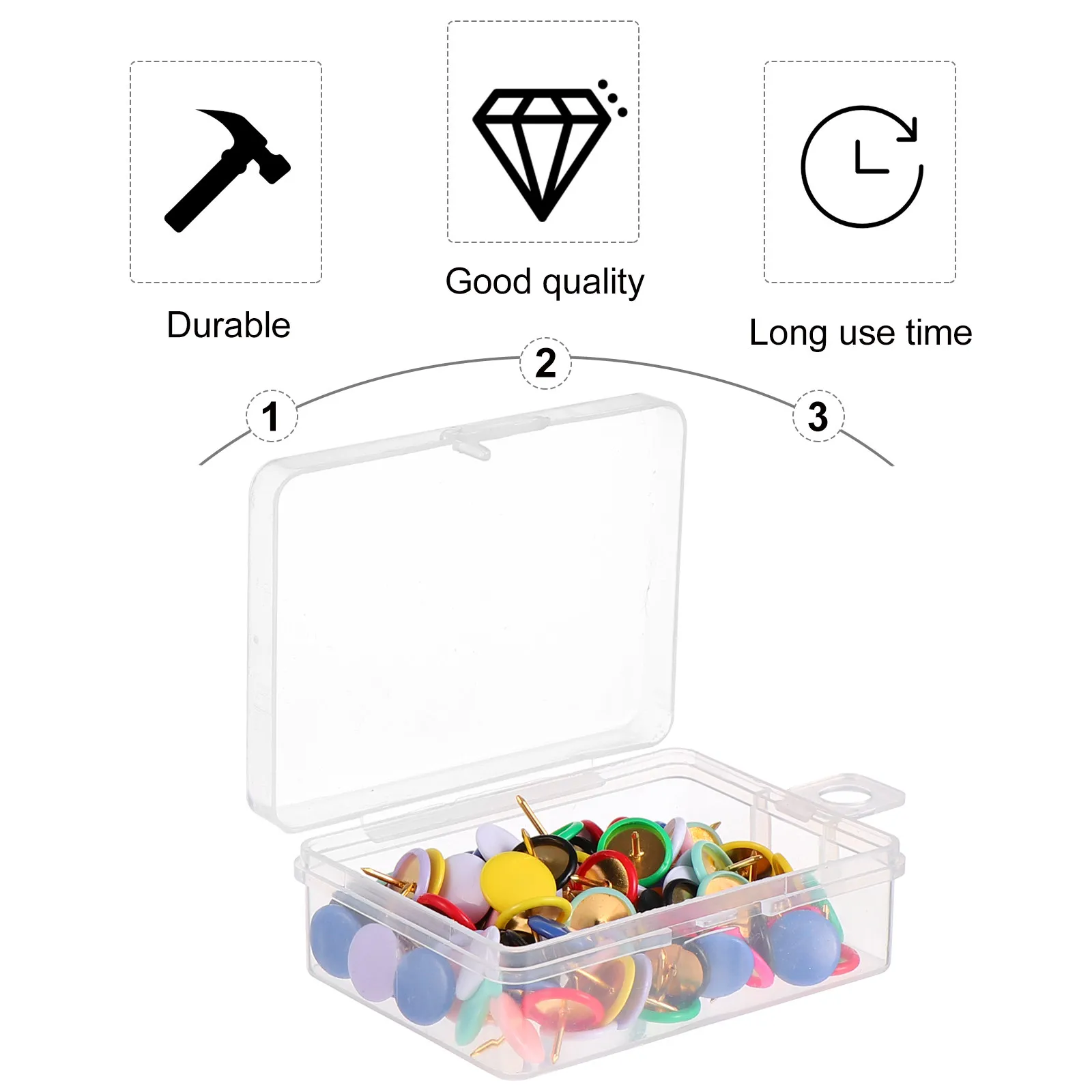 100Pcs 플랫 라운드 헤드 다채로운 엄지 못 플라스틱 푸시 핀 DIY 액세서리 사무실 학교 게시판 플라스틱 푸시 핀