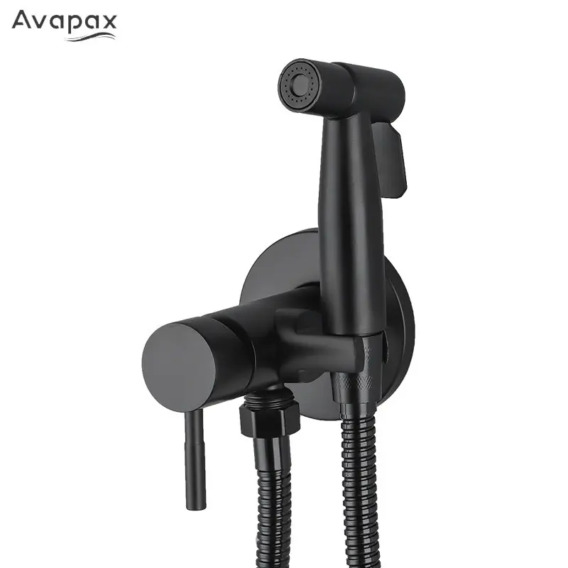 

Смеситель для биде Avapax, черный ручной распылитель для туалета, из нержавеющей стали, насадка для горячей и холодной воды для душа в ванную комнату