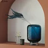 Deep Blue/black Glass Vase Minimalism Floral Vases Desk Decoration Flower Arrangement Hydroponics Flower Pots Modern Home Decor 3