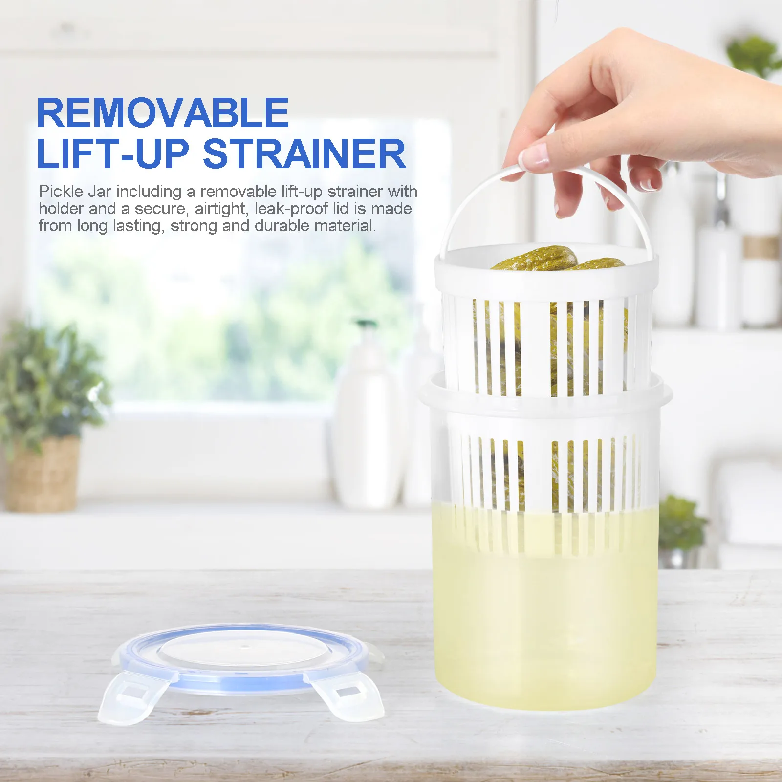 Pickle Holder Keeper Lifter Food Storage Container Bucket Of Pickles Multifunctional New Trusted Dishwasher Safe Flip Jar 3