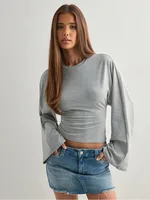 Long Sleeve Women Pullover O Neck Skinny Y2K Summer Clothes Casual T Shirt Top Streetwear 2025 Fashion Gray Tees Crop Top 2