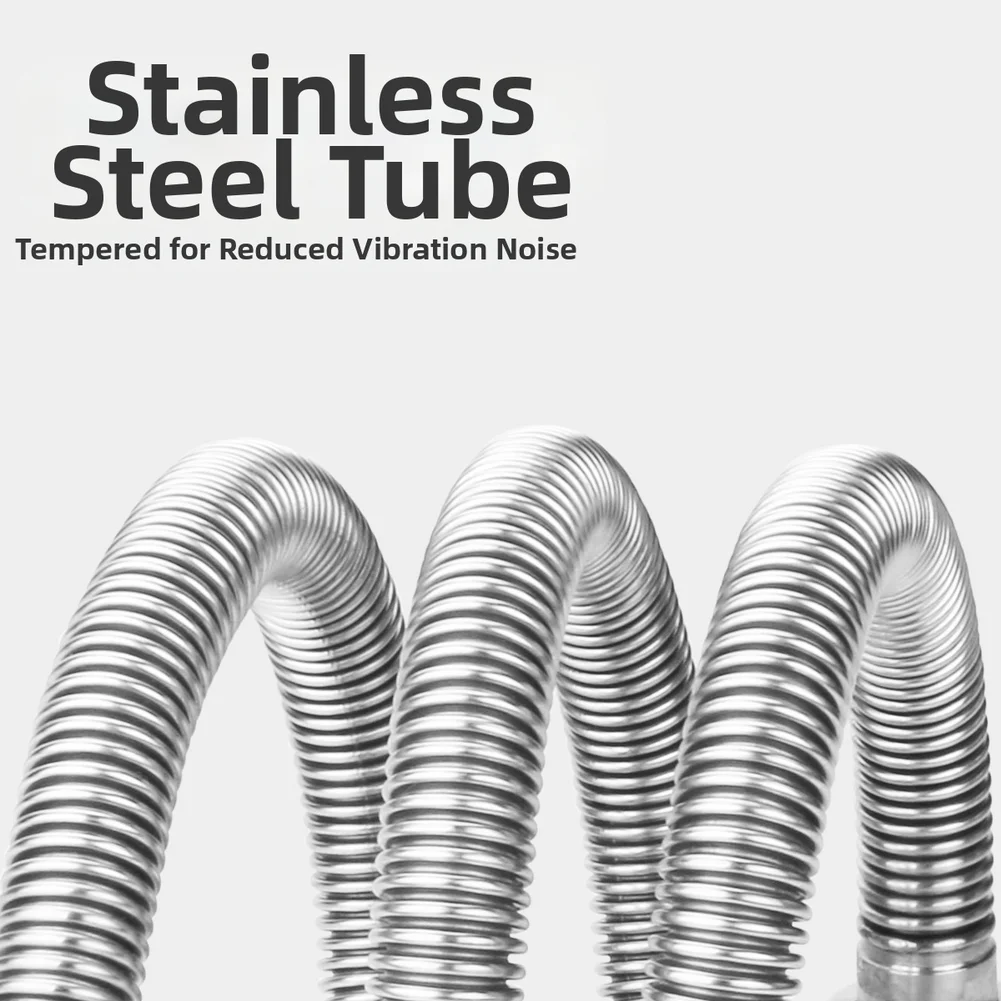 ท่อสแตนเลส 304 แบบลูกฟูก 40 ซม. G1/2 DN15 สำหรับอุปกรณ์ประปา พร้อมข้อต่อเกลียวและฝาครอบป้องกัน 1