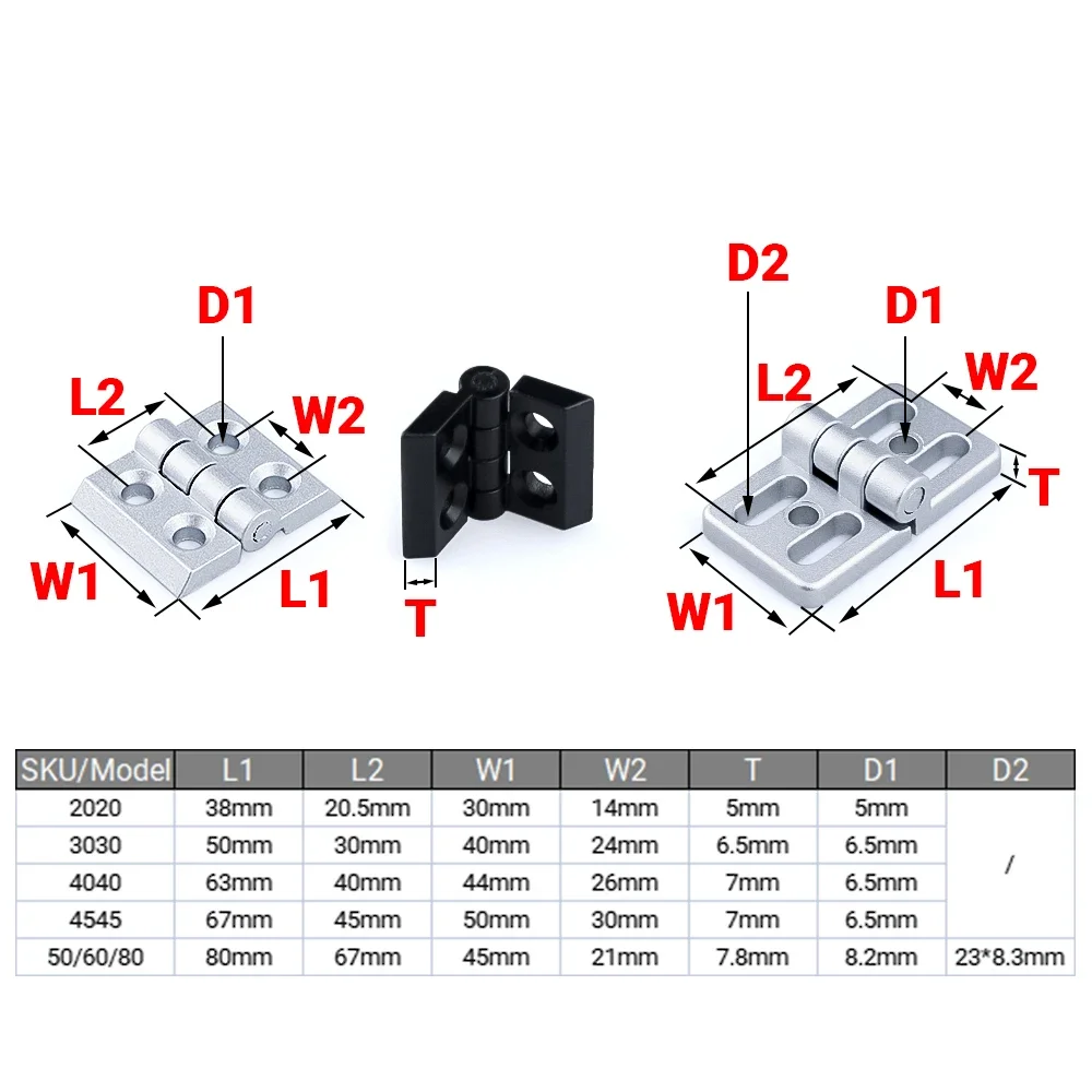 8Pcs/lot 3030 4040 Zinc Alloy Hinge for 3030 4040 Aluminum Profile Extrusion 3D Printer Accessory stainless steel door hinges hinge repair plate furniture hinge wooden box hinge cabinet door hinges cabinet hinges brass hinges bronze butterfly hinges