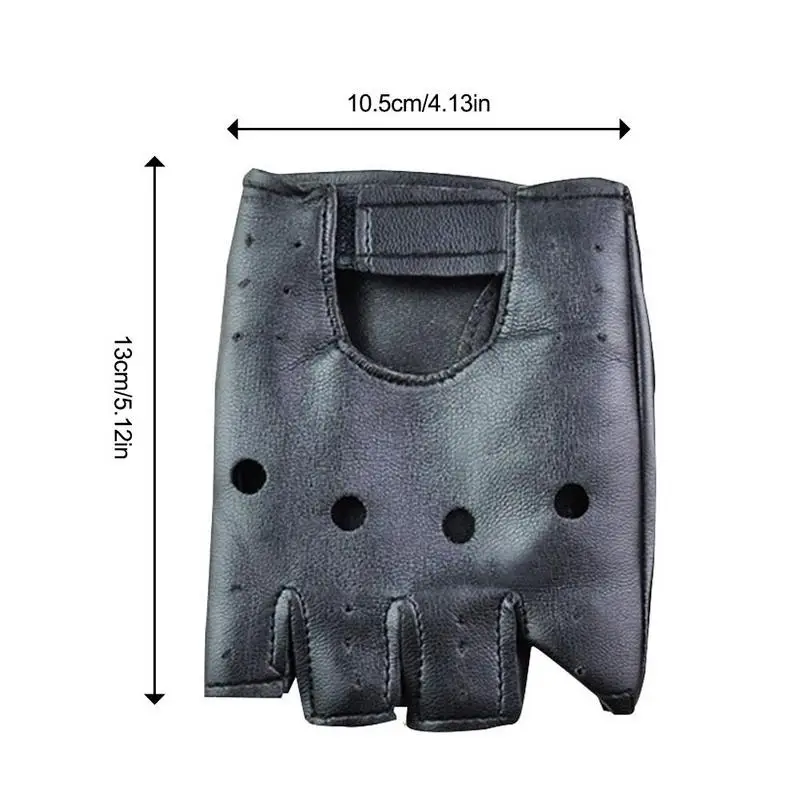 Unisex Synthetic Leather Polyurethane Black Fingerless Gloves Solid Woman Half Finger Driving Women Men Fashion Transport Gloves 6