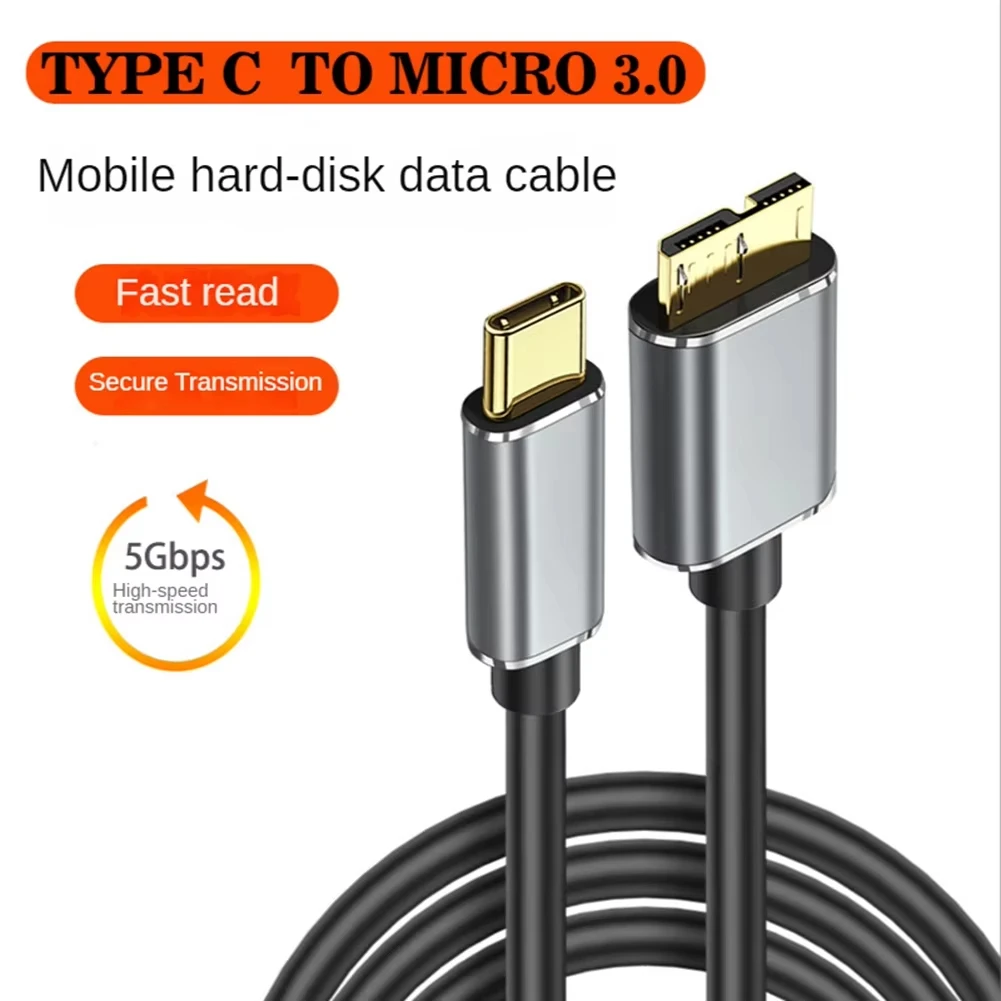 외장 하드 드라이브 케이블 USB 3.0 타입 C - 마이크로 B 남성 어댑터 (도시바, 시게이트, WD, 레노버 PC, 노트북 HDD 디스크 데이터 동기화 케이블)