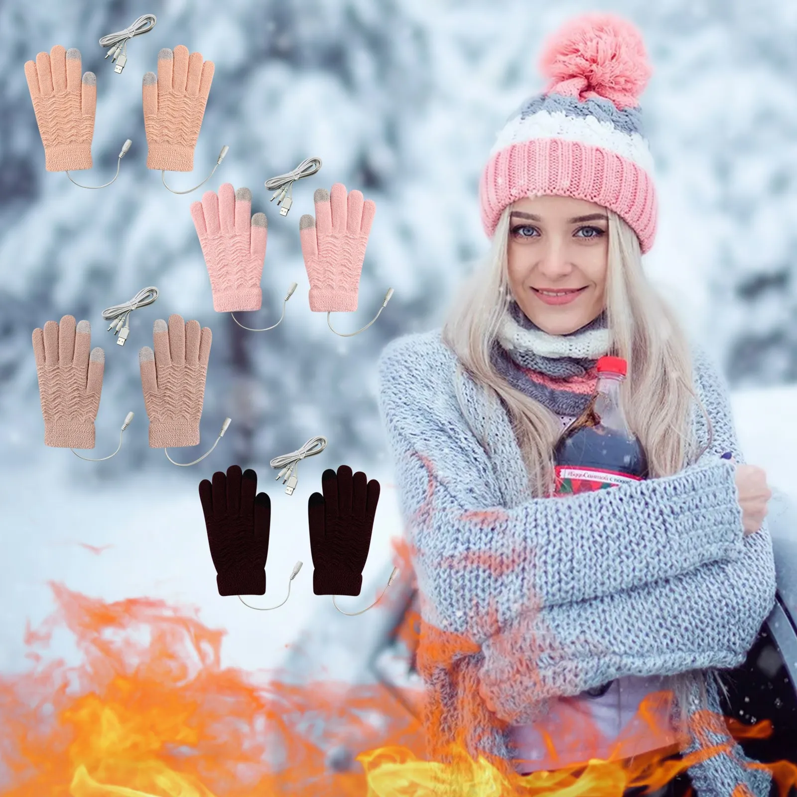 

USB Electric Heating Gloves Women Warm Hand Heating Gloves Constant Temperature Portable Soft Wearable Winter Mittens перчатки