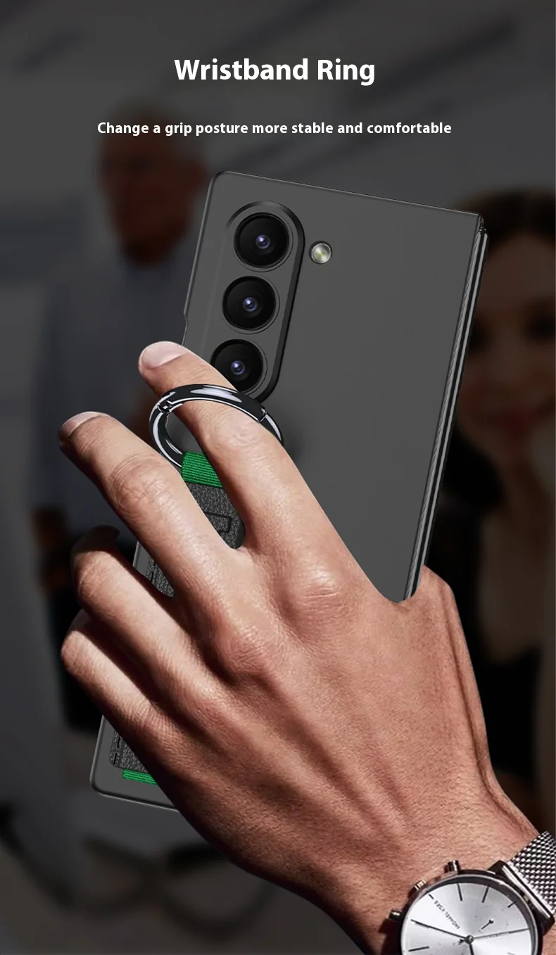 Custodia rigida in PC con retro in vetro satinato per Samsung Galaxy Z Fold 6 5 con cinturino ad anello_voghion.com