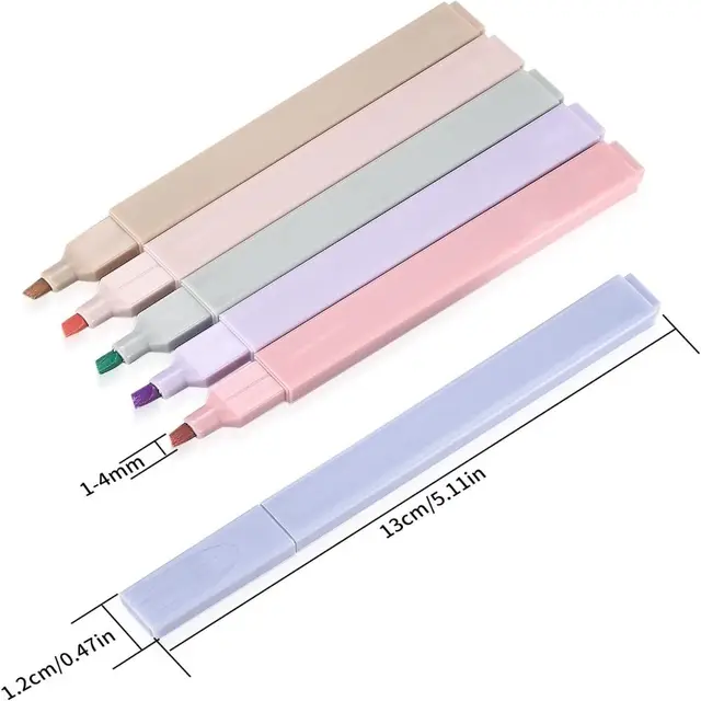 6pcs Highlighter Pen Macaron Color Smooth Writing Soft Nib Aesthetic Cute Double Head Art Marker Pen for School,B