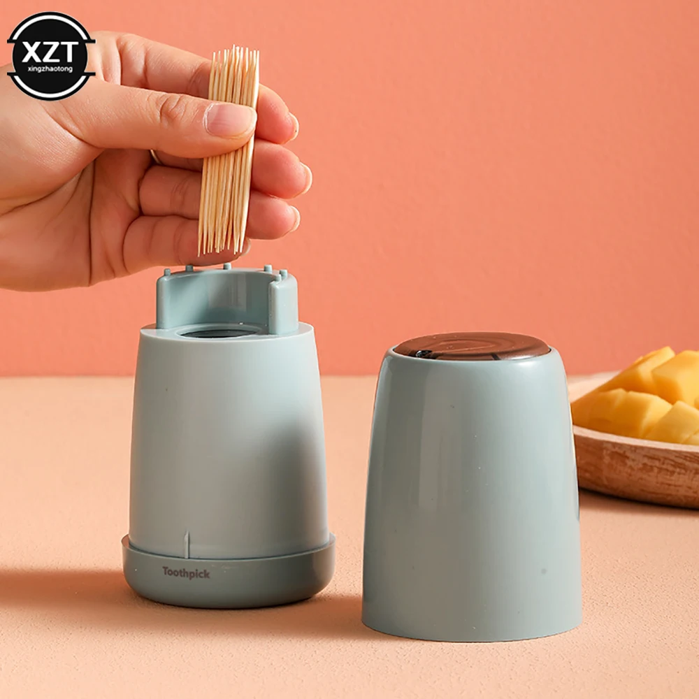 Description Picture 6 of itemCreative Automatic Toothpick Holder Container Household Table Toothpick Box Plastic Push-Type Round Storage Toothpick Dispenser