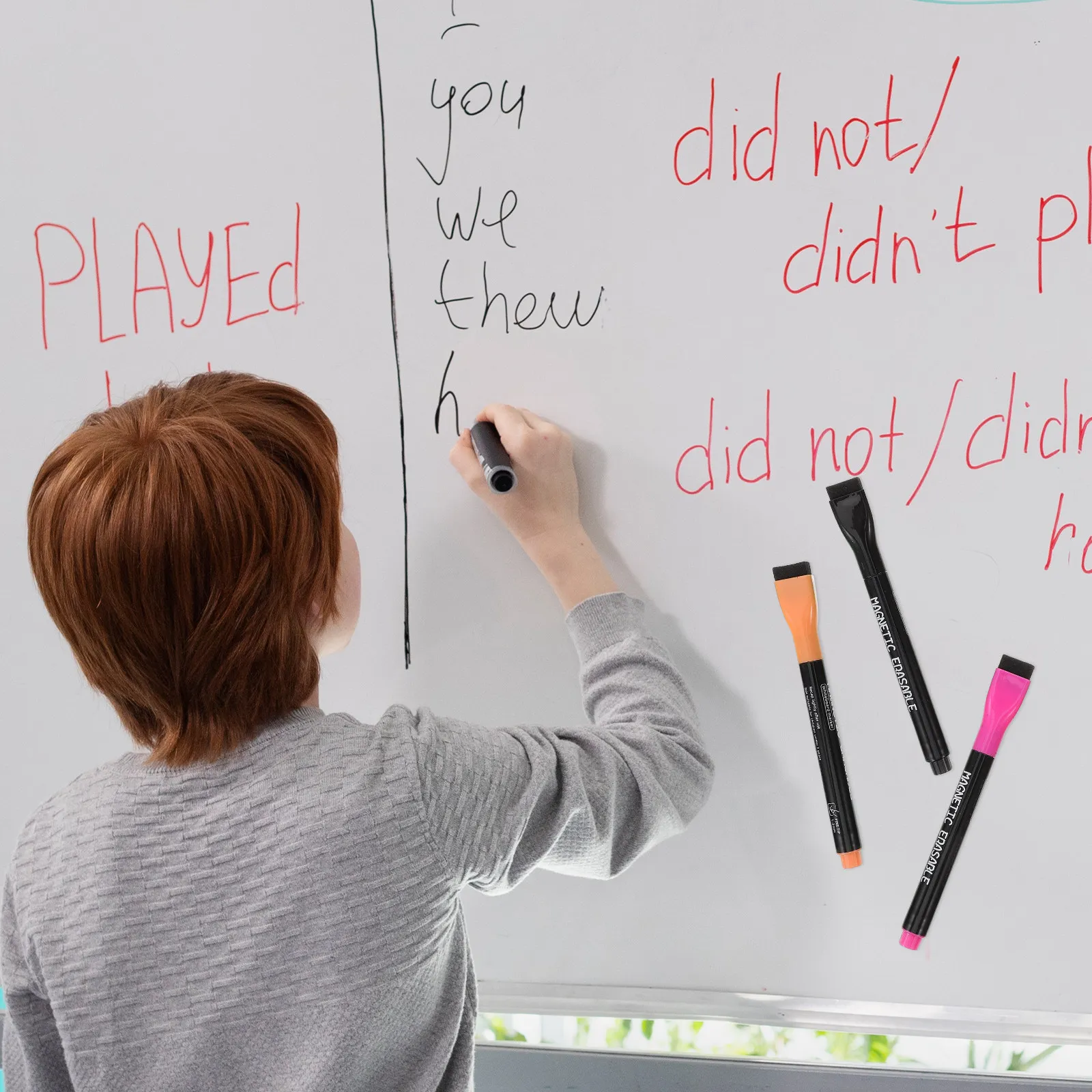 1세트 자기성 화이트보드 마커 다채로운 건식 지우개 마커 가정 교실 사무실용 속건성 액체 분필 펜