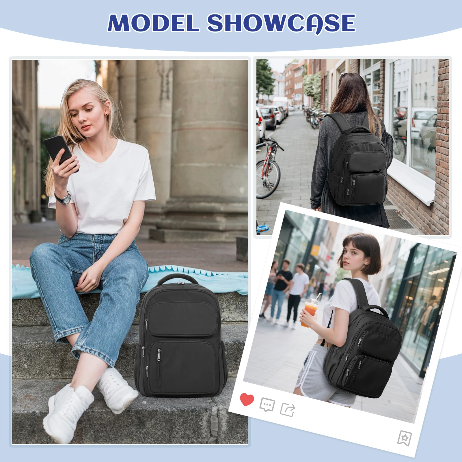 Teenage Casual Bookbags Lightweight Travel Shoulder Bag 14inch Laptop College Backpack, Anti Theft Work Backpack，School Backpack