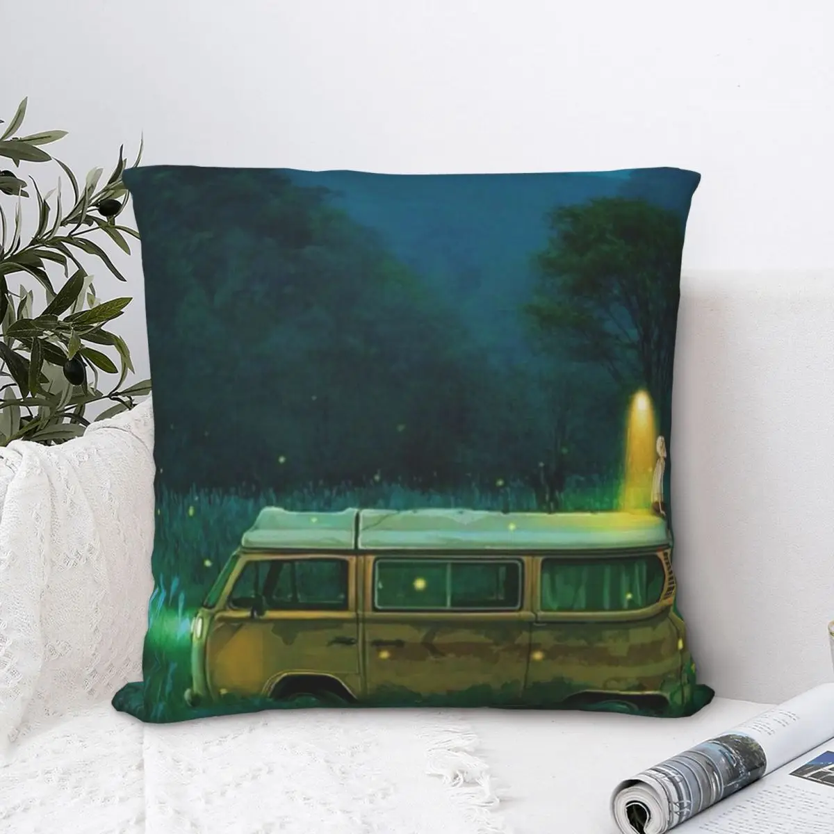 

An Old Vintage Van Square Pillowcase Polyester Pillow Cover Velvet Cushion Zip Decorative Comfort Throw Pillow For Home Sofa