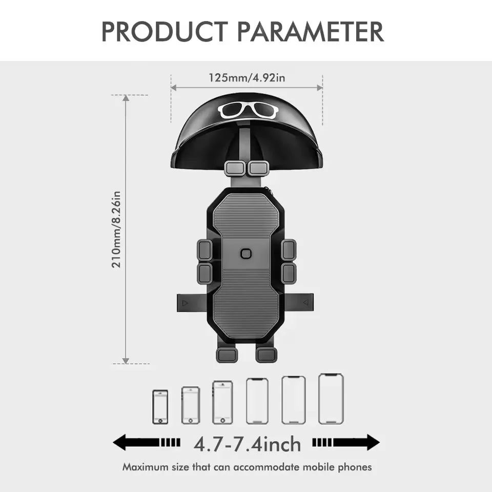 Waterproof Motorcycle Phone Holder Umbrella Sunshade