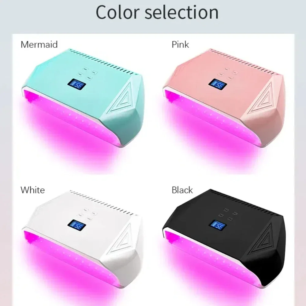 Professional 128W High Power Led Nail Lamp Red Light Gel Polish Dryer Cordless Rechargeable Two Hands Manicure Machine 4