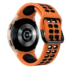 Two-Tone No Gap Silicone Wristband for Watch 7 40MM 44MM (Orange black)