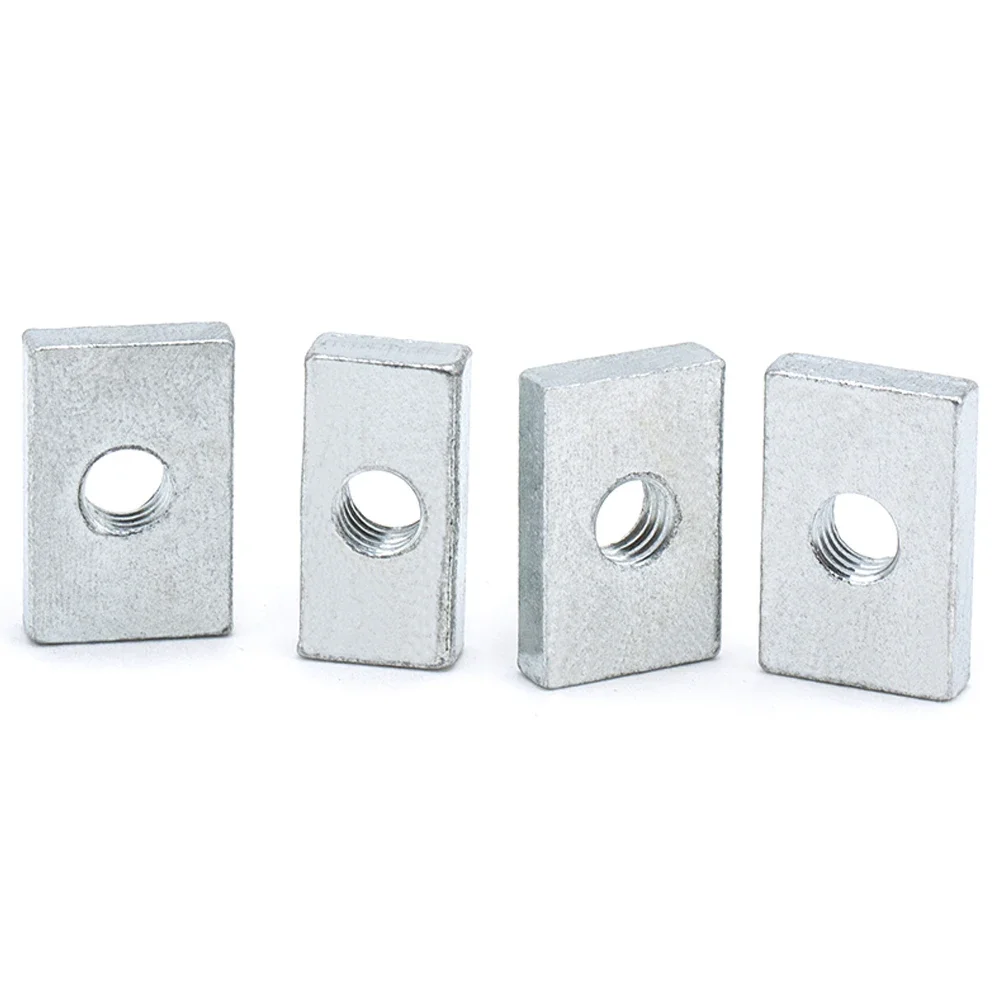Aluminum Profile 10-50Pcs M3 M4 M5 M6 M8 Square Nut Rectangular Nuts Thin Slider Block Nuts Zinc-Plated Carbon Steel Aluminum Profile Accessory