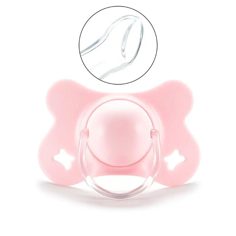 Baby Butterfly Flat Teat Silicone Sleep Pacifier Newborn Boys Girls Chew Supplies Flat Round for Head,silicone pacifier