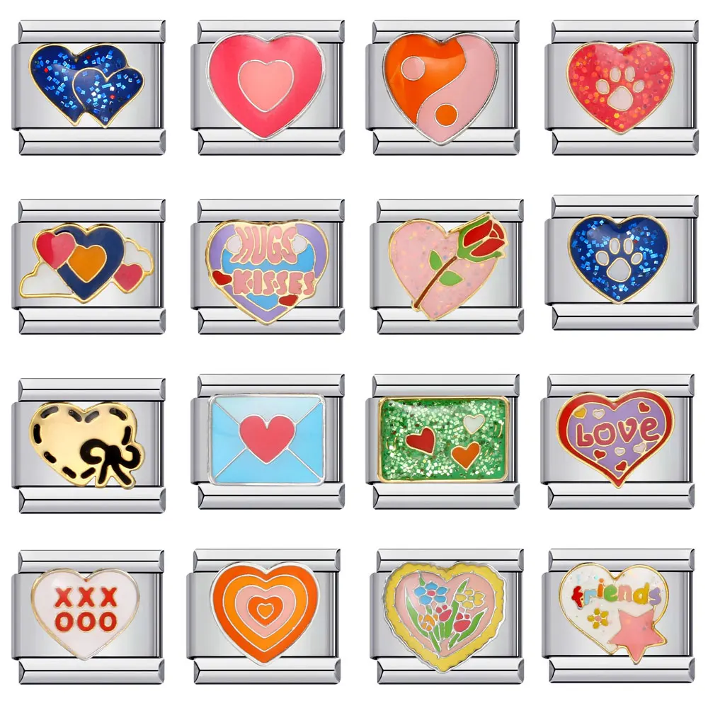 

Italian Charm Cute Heart Flower Blue Pink Fit 9mm Italian Bracelet Gift for Girls Gift Making DIY Handmade Fashion Jewelry