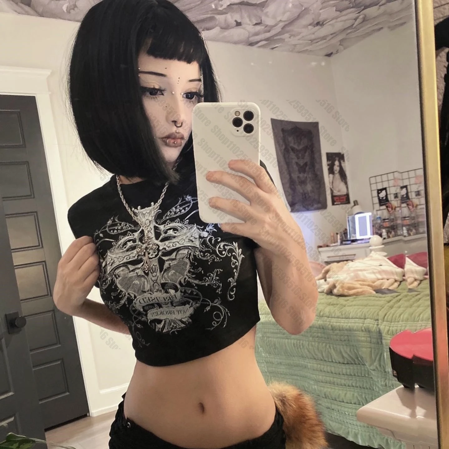 Kawaii Graphic T Shirts Harajuku Clothing Female Star Girl Y2k Kitty T Shirt for Women 2000s Tops Emo Summer Clothes Women 2024 6