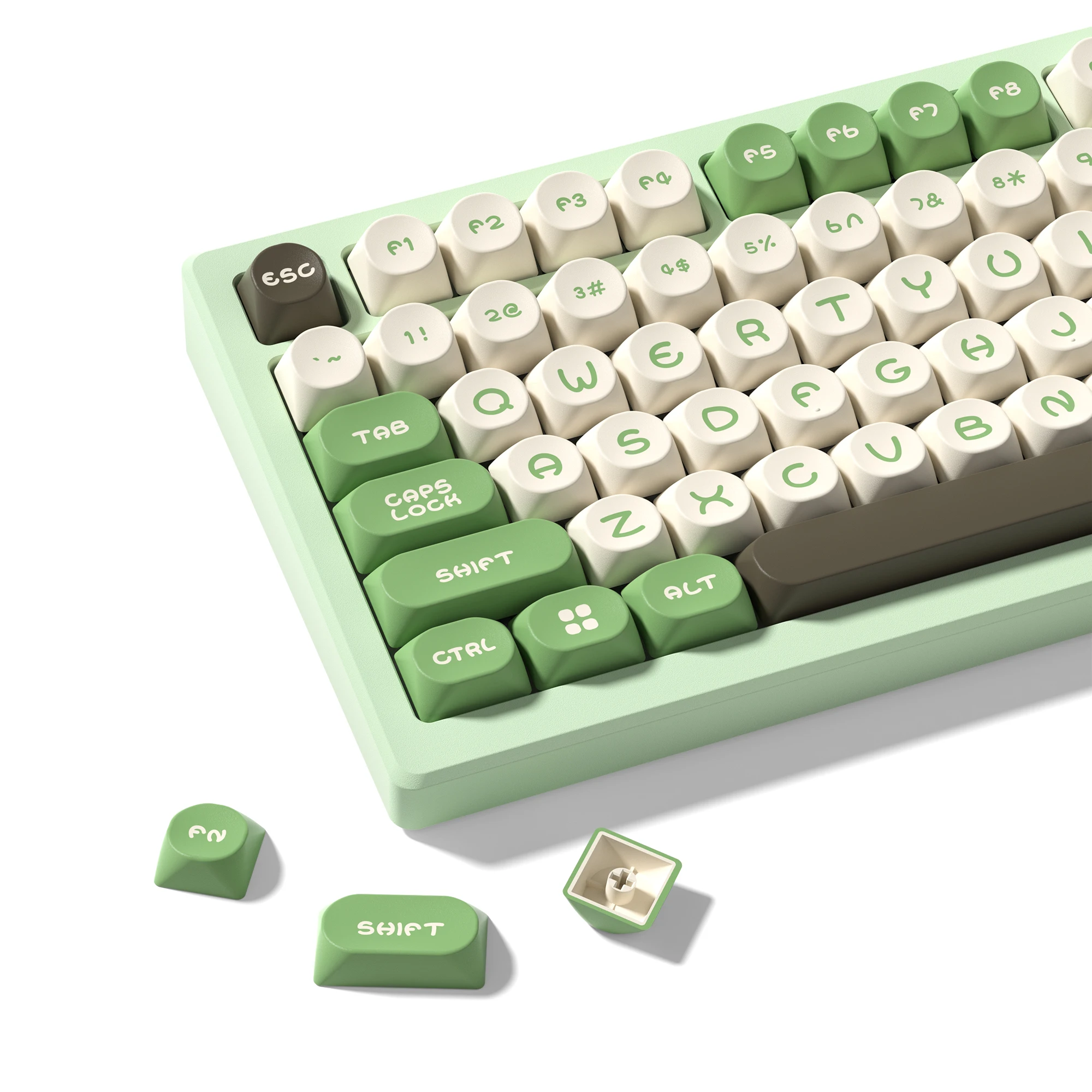 

130 Keys Green Pine MOA Profile PBT Keycaps Double Shot Key caps for 61/87/104 Cherry MX Switch Gaming Mechanical Keyboard