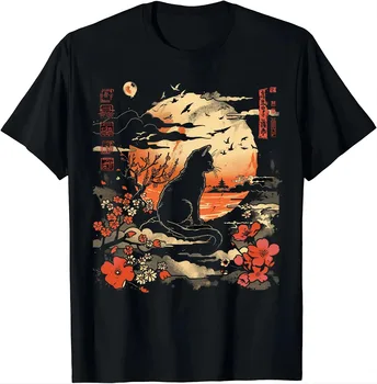 Cute Anime Cat Japanese Retro Fun Cat Pattern T-shirt Y2K T-shirt Women's T-shirt Summer Streetwear Graphic T Shirts Personality 1