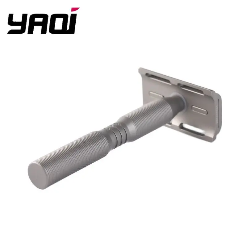 Yaqi Ghost Titanium 경량 안전 면도기 (남성용 0.70mm 블레이드 간격 포함) 필수 면도기 88mm 길이 핸들 편안한 면도