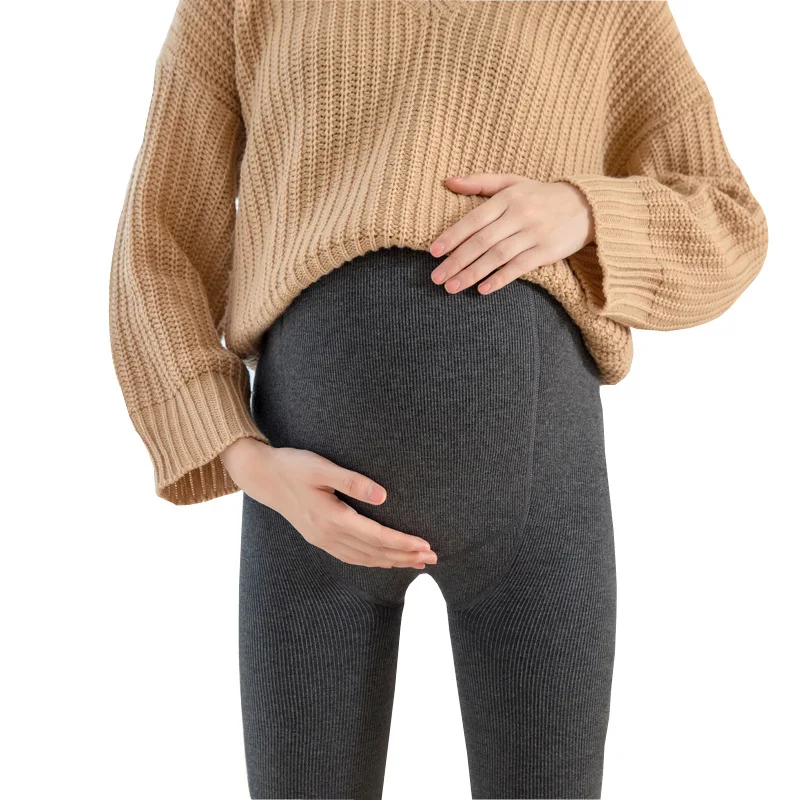 480ge Super Thick Pregnant Women Pantyhose 2023new Cotton Vertical Stripes Winter Plus Velvet Warm Abdominal Adjustable Leggings 4