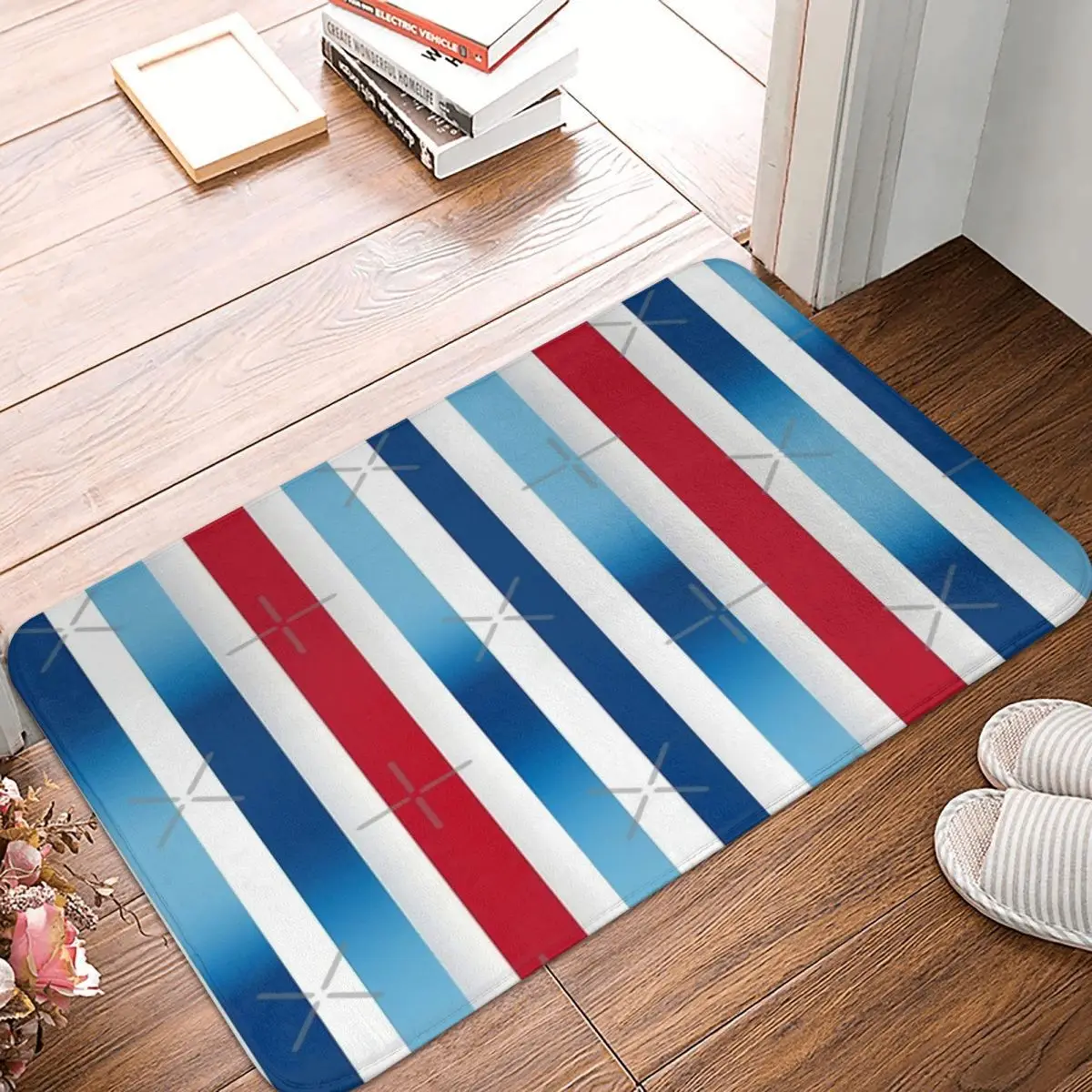 

Stripes Of Joy Vibrant Harmony In Red, Blue 40x60cm Carpet Polyester Floor Mats Modern Anti-Slip Everyday