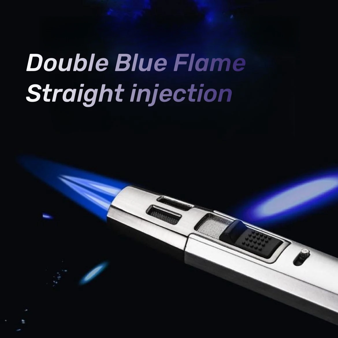 

High-flame Butane Gas Crossed Double Direct-flow Blue Fire Metal Small Spray Gun Candle Kitchen Pistol Cigarette Accessories