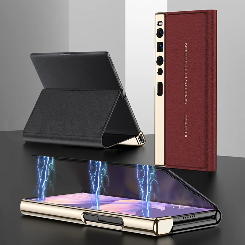 Original Case For Huawei Mate XS 2 Luxury Plating Painted Leather Magnetic Fold