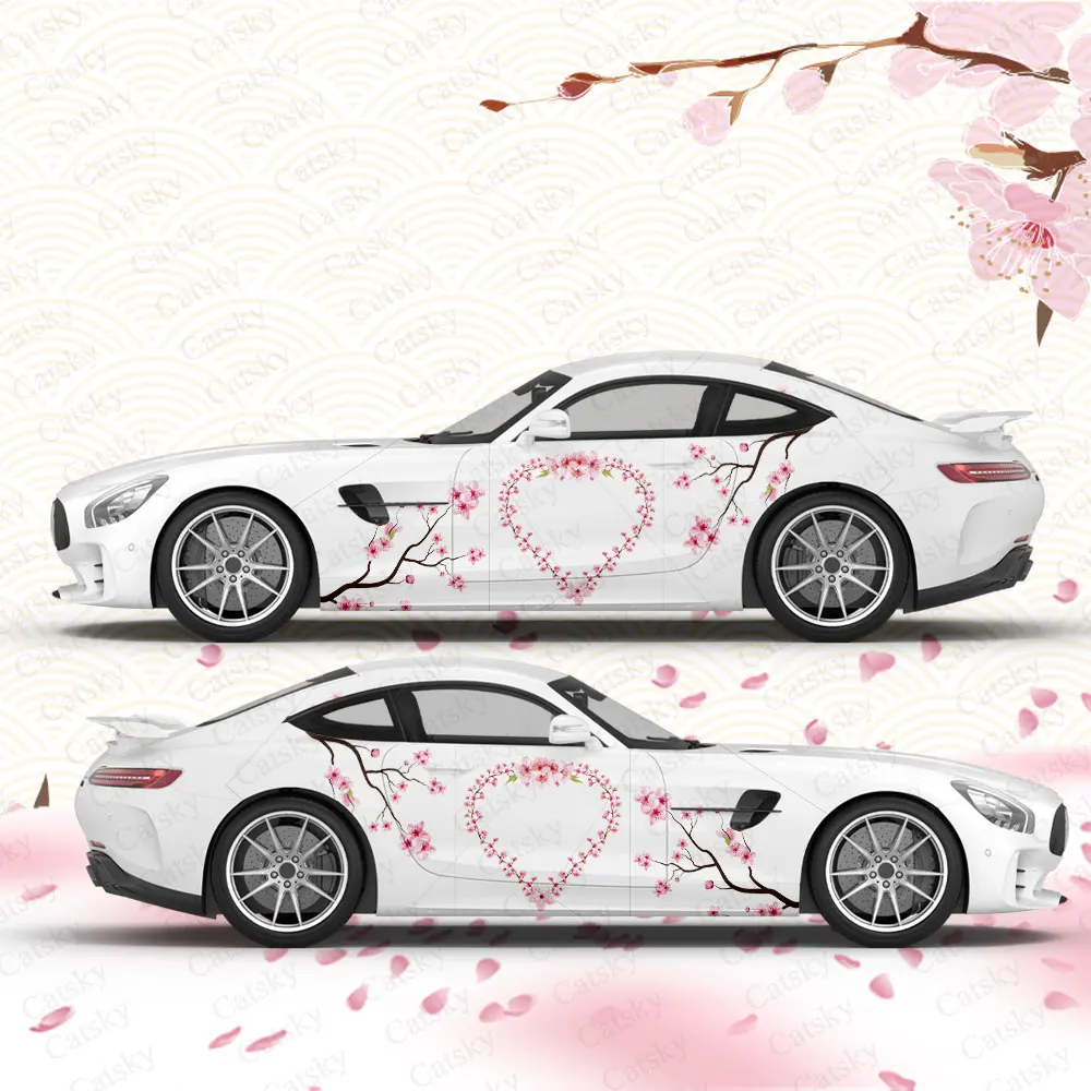 

Flowers Love heart Anime Vehicle Livery Theme Plum Side Car Wrap Cast Vinyl Wrap Universal Size Premium Pink Anime Car Sticker