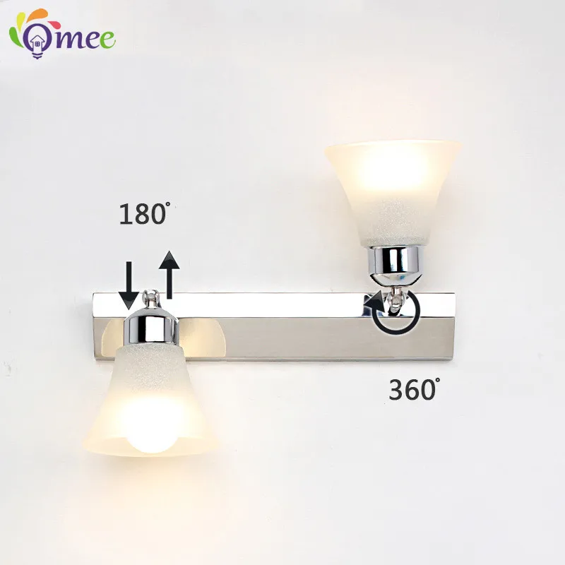 Modern Wall Mirror Light for Bathroom Dressing Room 3/4/5 Lights Silver Wall Lamp Glass Lampshade E27 Indoor Decoration Lighting