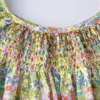 Robe d'été florale pour filles de 1 2 3 4 5 6 ans, Design smocké avec manches volantes, vêtements quotidiens mignons pour bébés en bas âge 3
