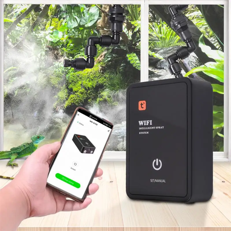 

Timing Spray System Four Eva Shock Absorbers Easy To Install Automatic Timing Easy To Operate Wifi Remote Control Automatic Mist