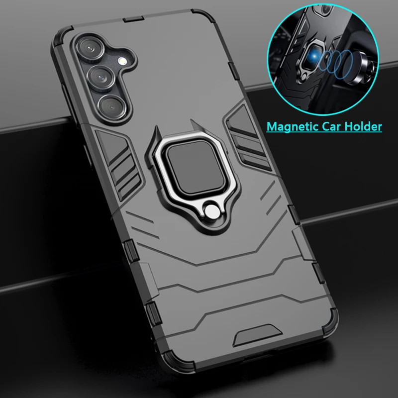 Enhanced Shockproof Armor Phone Case with Metal Ring Holder