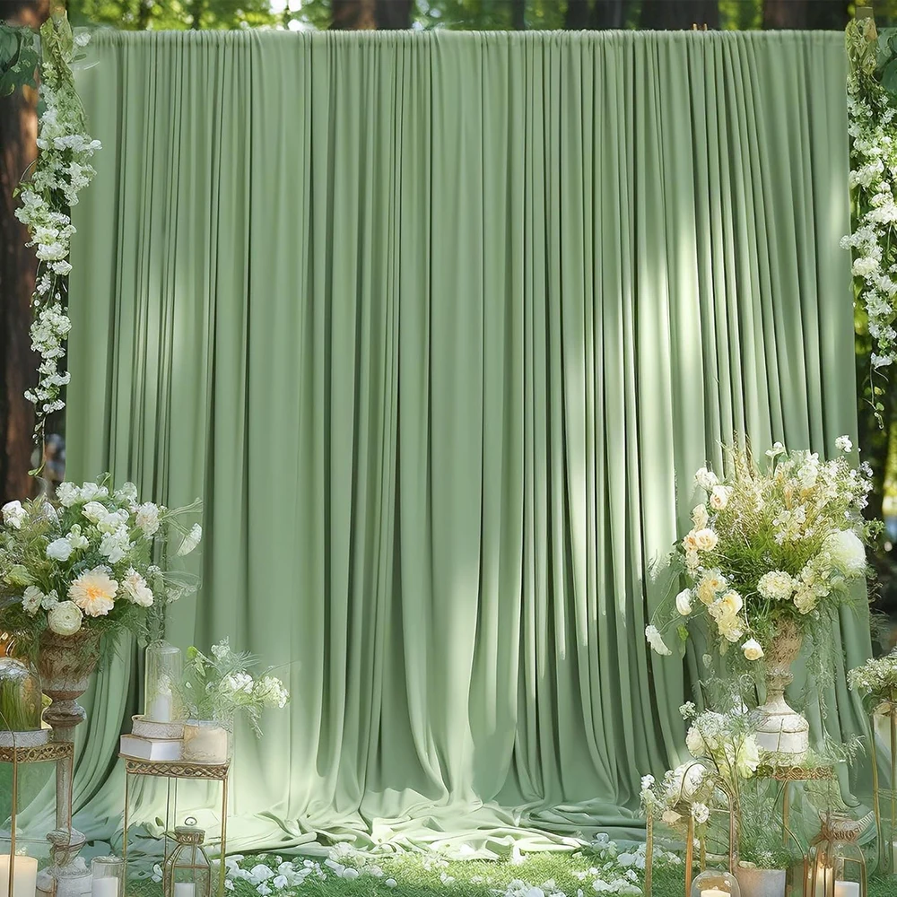 1-teiliger Weißer Hintergrund-Deckenvorhang, Knitterfreier Zeltvorhang mit Stangeneinsatz für Hochzeitszeremonie und Geburtstagsfeier-Dekoration – Detail 17