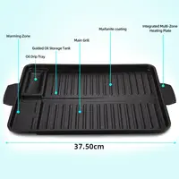 Korean Grill Meat Plate Aluminum Titanium Coating Barbecue Pan Camping Board Griddle for Outdoor Cassette Stove and Induction 2