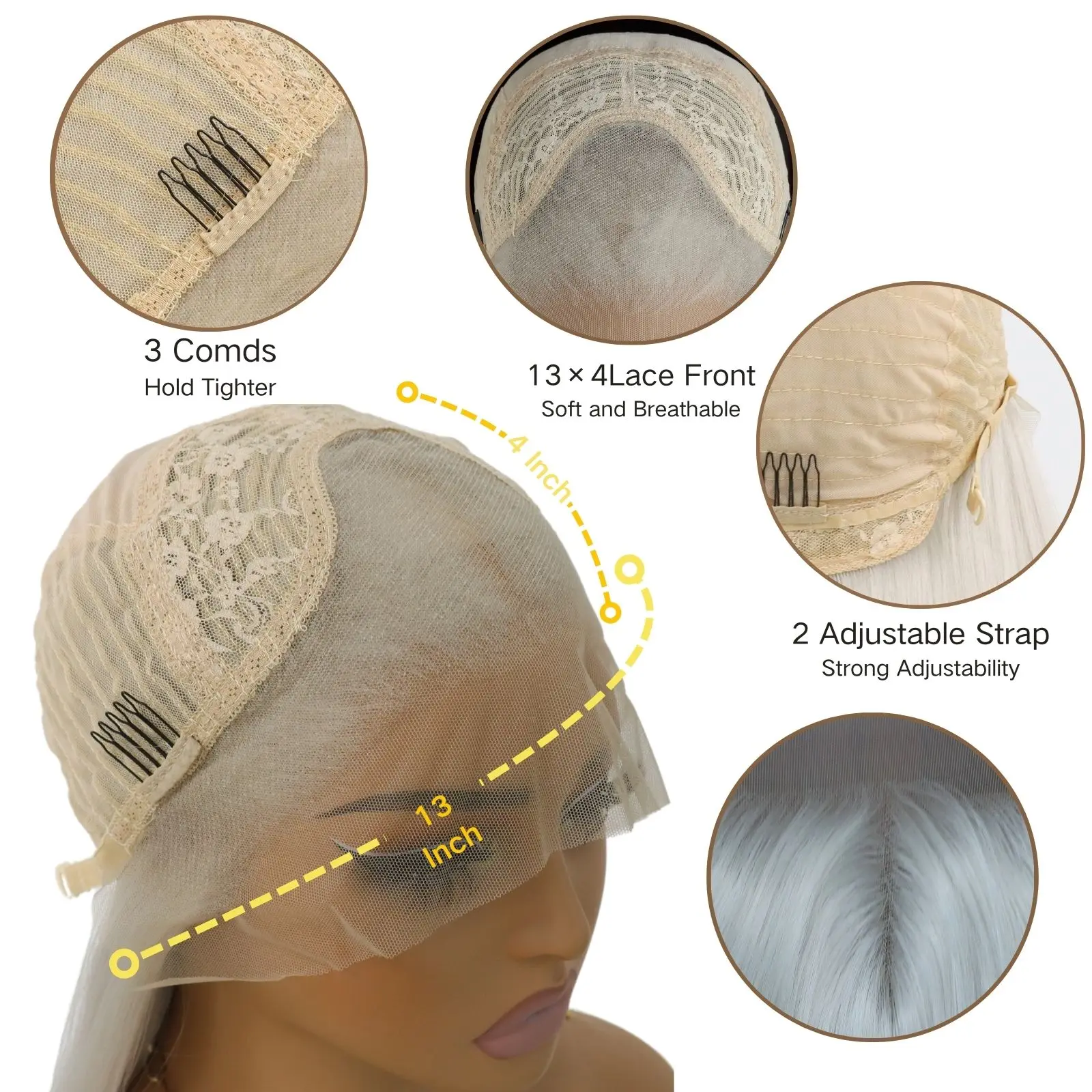 White Wavy Synthetic Lace Front Wigs 13×4 Free Part Body Wave Lace Front Wig Heat Resistant Synthetic Fiber Wigs(24Inch)