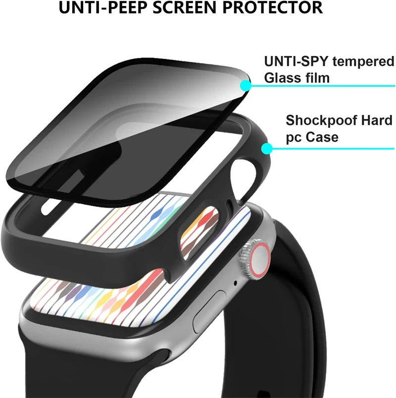 Enhanced Privacy Anti-Spy Hard Bumper Case for Apple Watch - Full Cover Protection