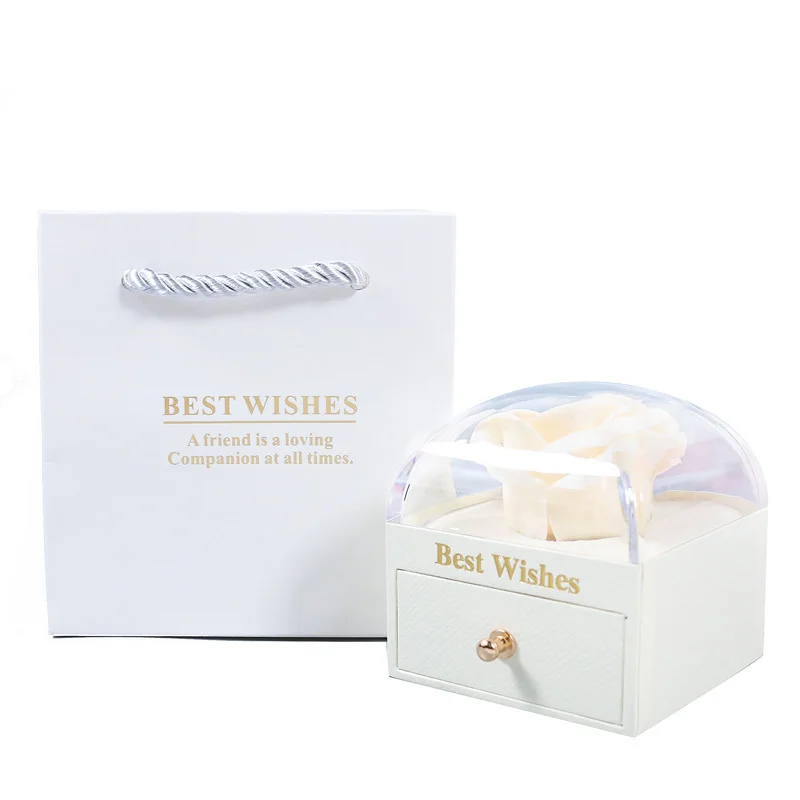 Rose Gift Box New Color Eternal Soap Flower Jewelry Box Ring Necklace Storage Creative Double Open Eternal Rose,jewelry storage bags,gift boxes