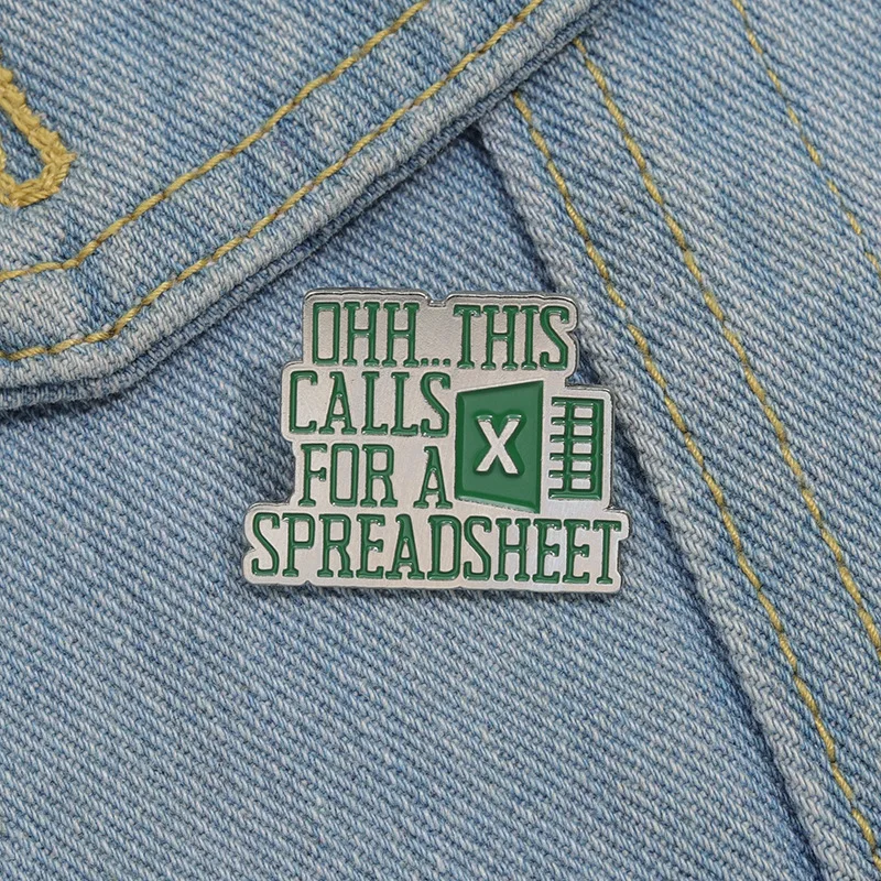 Creative Spreadsheet Enamel Pin Brooches - Office-Inspired Decorative Accessories
