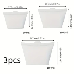 Reusable Food Grade Silicone Leak - Proof Storage Bag (Transparent 3pcs)