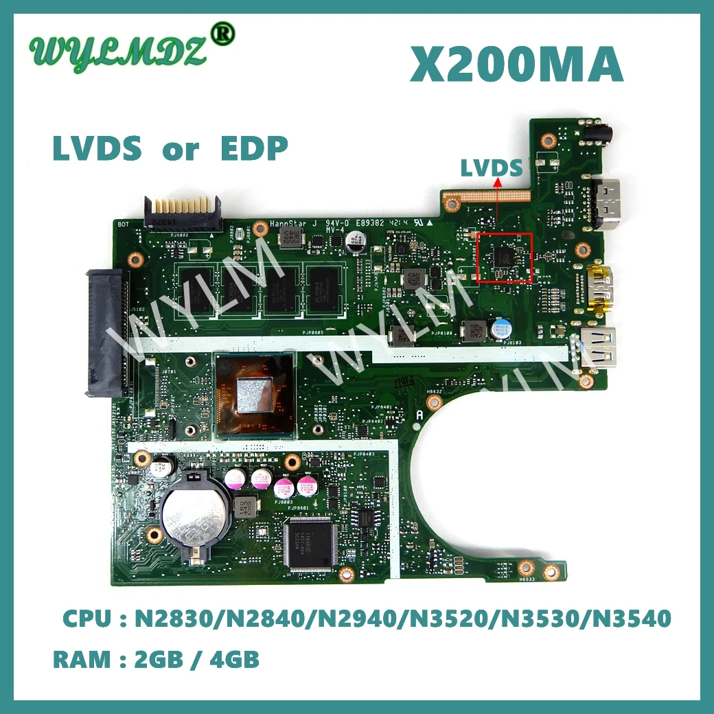 X200Ma N3520/N3530/N3540 Cpu 2G/4G Ram Mainboard Per Asus F200Ma F200M X200M X200Ma Scheda Madre Del Computer Portatile 100%