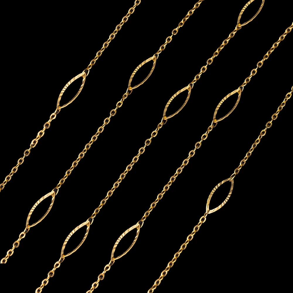 1 m Gold Edelstahl geprägte Augenklink ovale Ketten Extender für DIY Halskette Armband Tasche Handwerk Schmuckzubehör Zubehör – Detail 3