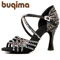 Women Latin Dance Shoes Rhinestones Soft Bottom Salsa Shoes For Dancing Ladies Sandals Women's Wedding Hight Heels 7.5CM 1