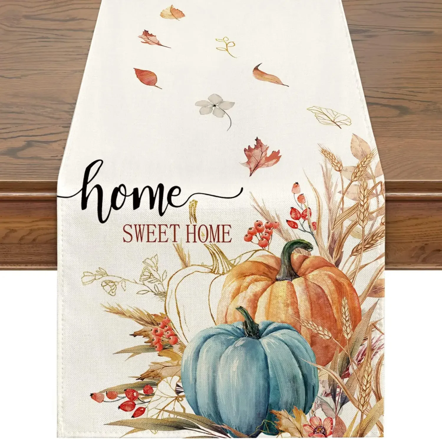 33X183CM Thanksgiving Table Runner Autumn Pumpkins Maple Leaf Print Linen Dining Table Decoration For Halloween Thanksgiving 1 33X183CM Thanksgiving Table Runner Autumn Pumpkins Maple Leaf Print Linen Dining Table Decoration For Halloween Thanksgiving 1